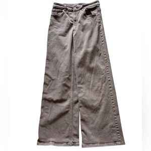H&M Divided Brown Wide Leg Jeans Sz 8 High Rise Stretch Denim